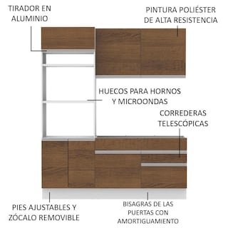 Foto 4 | Foto 4 | Cocina Integral Compacta Madesa Lívia 6 Puertas 2 Cajones Sin Encimera Ni Fregadero Blanco/Marrón