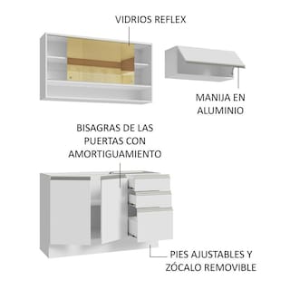 Foto 4 | Foto 4 | Cocina Integral Compacta Madesa 08 Glamy Blanco 200 cm