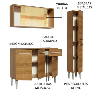 Foto 5 | Foto 5 | Cocina Integral Compacta Madesa 03 Emilly Oro Marrón 137 cm