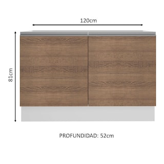 Foto 5 | Foto 5 | Mueble Fregadero Madesa G241209BGL color Blanco y Marrón Glamy 120 CM 2 Puertas sin Encimera y Fregadero
