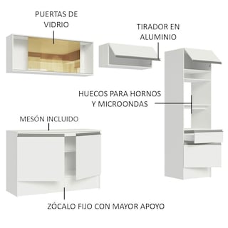 Foto 4 | Foto 4 | Armario De Cocina Completo Madesa Diamante 260cm Diamante 02 color Blanco