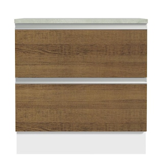 Foto 3 | Foto 3 | Mostrador Madesa Glamy Blanco/Marrón 80 cm 2 Cajones