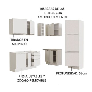 Foto 4 | Foto 4 | Armario Esquinero Madesa GCGL32900109 color Blanco 7 Piezas