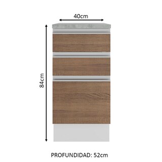 Foto 3 | Foto 3 | Mostrador Madesa Glamy 40 cm 3 Cajones Blanco/Marrón