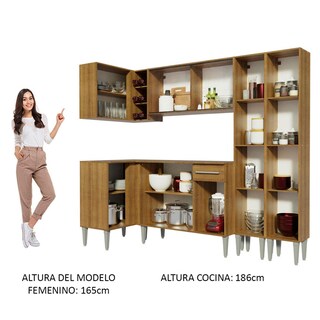 Foto 5 | Foto 5 | Cocina Integral Esquinera Completa Madesa 01 Emilly Open Marrón 293 cm