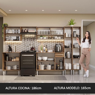Foto 5 | Foto 5 | Armario De Cocina Completo 293cm Emilly Madesa 03 color Marrón
