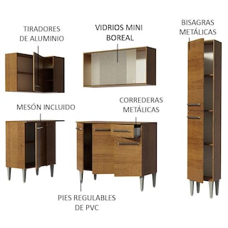 Foto 4 | Foto 4 | Armario Cocina Esquinero Completo 261 cm Madesa Emilly Face color Marrón