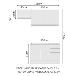 Foto 3 | Foto 3 | Cocina Integral Compacta Madesa Glamy Blanco 180 cm
