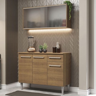 Foto 2 | Foto 2 | Armario de Cocina Compacto 105 cm con Gabinete y Mostrador Madesa Emilly color Marrón