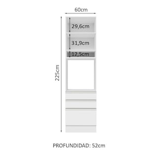 Foto 4 | Foto 4 | Alacena Gabinete Madesa Glamy 60 cm 1 Puerta 3 Cajones - Blanco