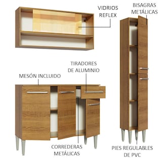 Foto 7 | Foto 7 | Armario de Cocina Compacto 137 cm Emilly Art Madesa 04 color Marrón