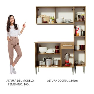Foto 8 | Foto 8 | Armario de Cocina Compacto 137 cm Emilly Art Madesa 04 color Marrón