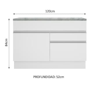 Foto 3 | Foto 3 | Mueble para Fregadero Madesa Glamy 120 Cm 1 Puerta Y 2 Cajones con Encimera Blanco