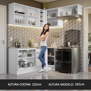Foto 6 | Foto 6 | Cocina Integral Esquinera Completa Madesa Glamy Blanco 349 cm