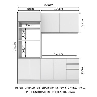 Foto 3 | Foto 3 | Cocina Compacta Madesa Laura 190cm Blanco