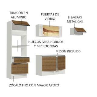Foto 7 | Foto 7 | Cocina Integral Madesa Diamante 240 cm - color Blanco/Marrón 02