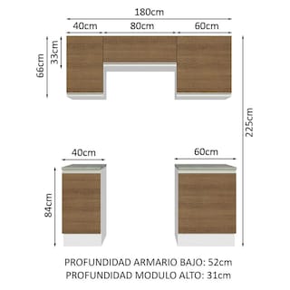 Foto 3 | Foto 3 | Cocina Compacta Madesa Glamy 180 Cm - Blanco/marrón 12