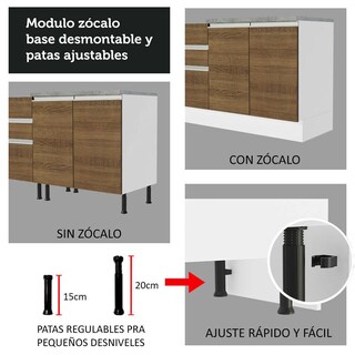 Foto 7 | Foto 7 | Cocina Compacta Madesa Glamy 180 Cm - Blanco/marrón 12