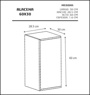 Foto 4 | Foto 4 | Alacena 1 Puerta AL-60X30-NM/EP color Negro y Beige