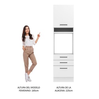 Foto 5 | Foto 5 | Mueble para Horno y Microondas Madesa Agata 60 cm 1 Puerta 3 Cajones Blanco