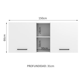 Foto 2 | Foto 2 | Mueble Superior de Cocina Madesa Agata 150 cm 2 Puertas y 2 Nichos Blanco