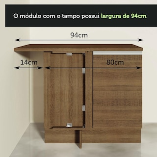 Foto 6 | Foto 6 | Mueble de Cocina Esquinero Madesa Glamy 1 Puerta Marrón