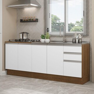 Foto 1 | Foto 1 | 2 Muebles de Cocina Madesa Glamy Marrón con Blanco 4 Puertas y 3 Cajones - sin Tablero ni Fregadero