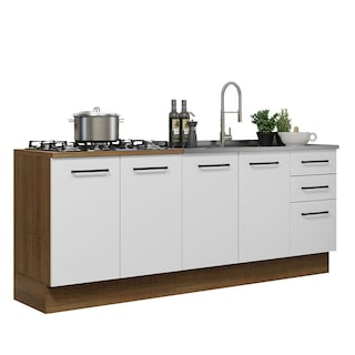 Foto 1 | Foto 1 | Muebles de Cocina Madesa Ágata Marrón con Blanco 3 Cajones y 4 Puertas - sin Tablero ni Fregadero
