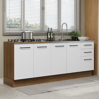 Foto 2 | Foto 2 | Muebles de Cocina Madesa Ágata Marrón con Blanco 3 Cajones y 4 Puertas - sin Tablero ni Fregadero