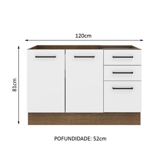 Foto 2 | Foto 2 | Mueble de Cocina para Fregadero Madesa Agata 2 Puertas y 3 Cajones Marrón