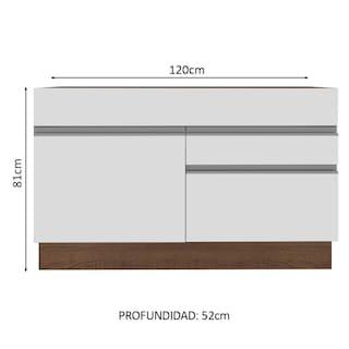 Foto 4 | Foto 4 | Mueble de Cocina para Fregadero Madesa Glamy 120 Cm 1 Puerta y 2 Cajones Blanco