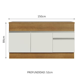 Foto 3 | Foto 3 | Mueble de Cocina para Fregadero Madesa Glamy 150 Cm 2 Puertas y 2 Cajones Blanco