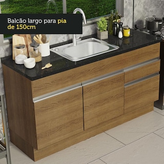 Foto 2 | Foto 2 | Mueble de Cocina para Fregadero Madesa Glamy 150 Cm 2 Puertas y 2 Cajones Marrón