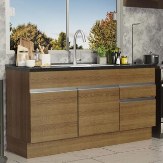 Foto 5 | Foto 5 | Mueble de Cocina para Fregadero Madesa Glamy 150 Cm 2 Puertas y 2 Cajones Marrón