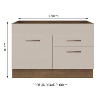 Foto 2 | Foto 2 | Mueble de Cocina Madesa Ágata 120 x 60 cm 1 Puerta 2 Cajones sin Tablero