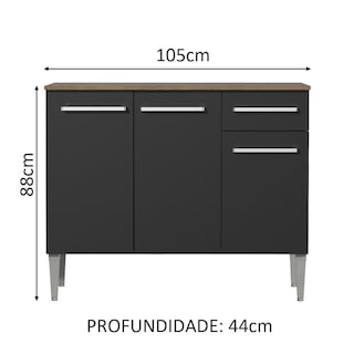 Foto 3 | Foto 3 | Mueble Mostrador Madesa Emilly 3 Puertas Y 1 Cajón - Marron/negro