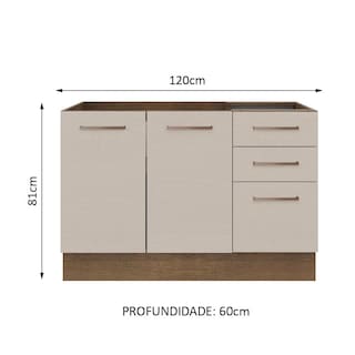 Foto 2 | Foto 2 | Mueble de Cocina 120 x 60 cm 2 Puertas y 3 Cajones sin Tablero Agata Madesa