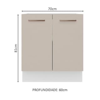 Foto 2 | Foto 2 | Mueble de Cocina 70 x 60 cm 2 Puertas sin Tablero Blanco y Crema Agata Madesa