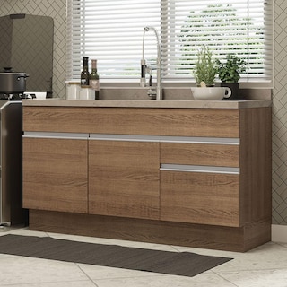 Foto 2 | Foto 2 | Mueble de Cocina Madesa Glamy 150 cm 2 Cajones 2 Puertas sin Tablero ni Fregadero Marrón
