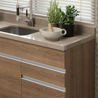 Foto 6 | Foto 6 | Mueble de Cocina Madesa Glamy 150 cm 2 Cajones 2 Puertas sin Tablero ni Fregadero Marrón
