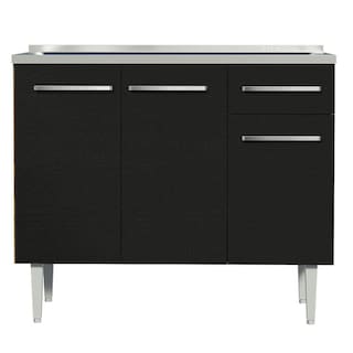 Foto 2 | Foto 2 | Mueble De Cocina 3 Puertas Y 1 Cajón 105cm Emilly Madesa - Marron/negro