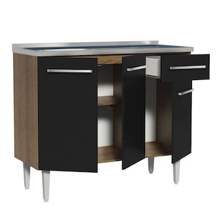 Foto 3 | Foto 3 | Mueble De Cocina 3 Puertas Y 1 Cajón 105cm Emilly Madesa - Marron/negro