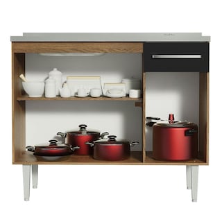 Foto 4 | Foto 4 | Mueble De Cocina 3 Puertas Y 1 Cajón 105cm Emilly Madesa - Marron/negro