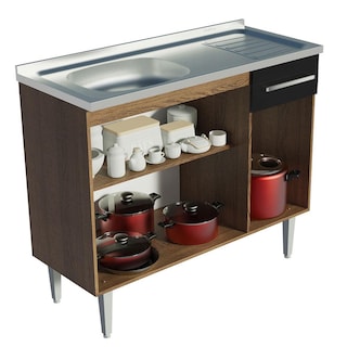 Foto 5 | Foto 5 | Mueble De Cocina 3 Puertas Y 1 Cajón 105cm Emilly Madesa - Marron/negro