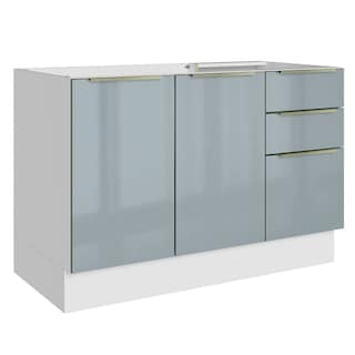 Foto 1 | Foto 1 | Gabinete Bajo de Cocina para Fregadero Madesa de 120 cm 2 Puertas 3 Cajones sin Encimera Lux Blanco y Gris
