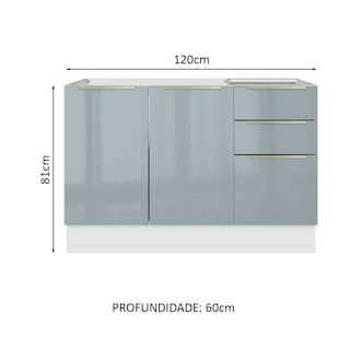 Foto 2 | Foto 2 | Gabinete Bajo de Cocina para Fregadero Madesa de 120 cm 2 Puertas 3 Cajones sin Encimera Lux Blanco y Gris