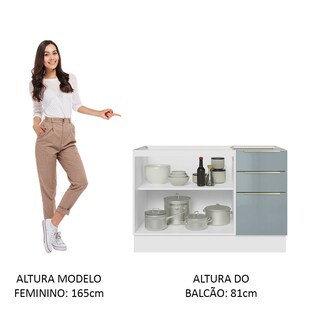 Foto 4 | Foto 4 | Gabinete Bajo de Cocina para Fregadero Madesa de 120 cm 2 Puertas 3 Cajones sin Encimera Lux Blanco y Gris