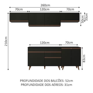 Foto 3 | Foto 3 | Cocina Integral Madesa GRRM2600108N Negra 260 Cm