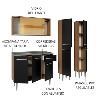 Foto 4 | Foto 4 | Cocina Integral Madesa GREM1690127K Negra 169 Cm