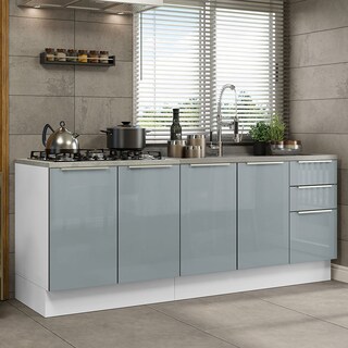 Foto 1 | Foto 1 | Kit de 2 Balcones de Cocina Madesa Lux Blanco con Gris 4 puertas y 3 cajones